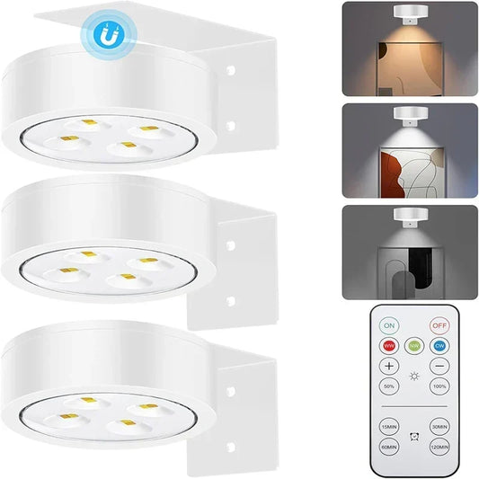 3-Pack Remote-Controlled Dimmable Magnetic Wall Art Lights Battery-Powered