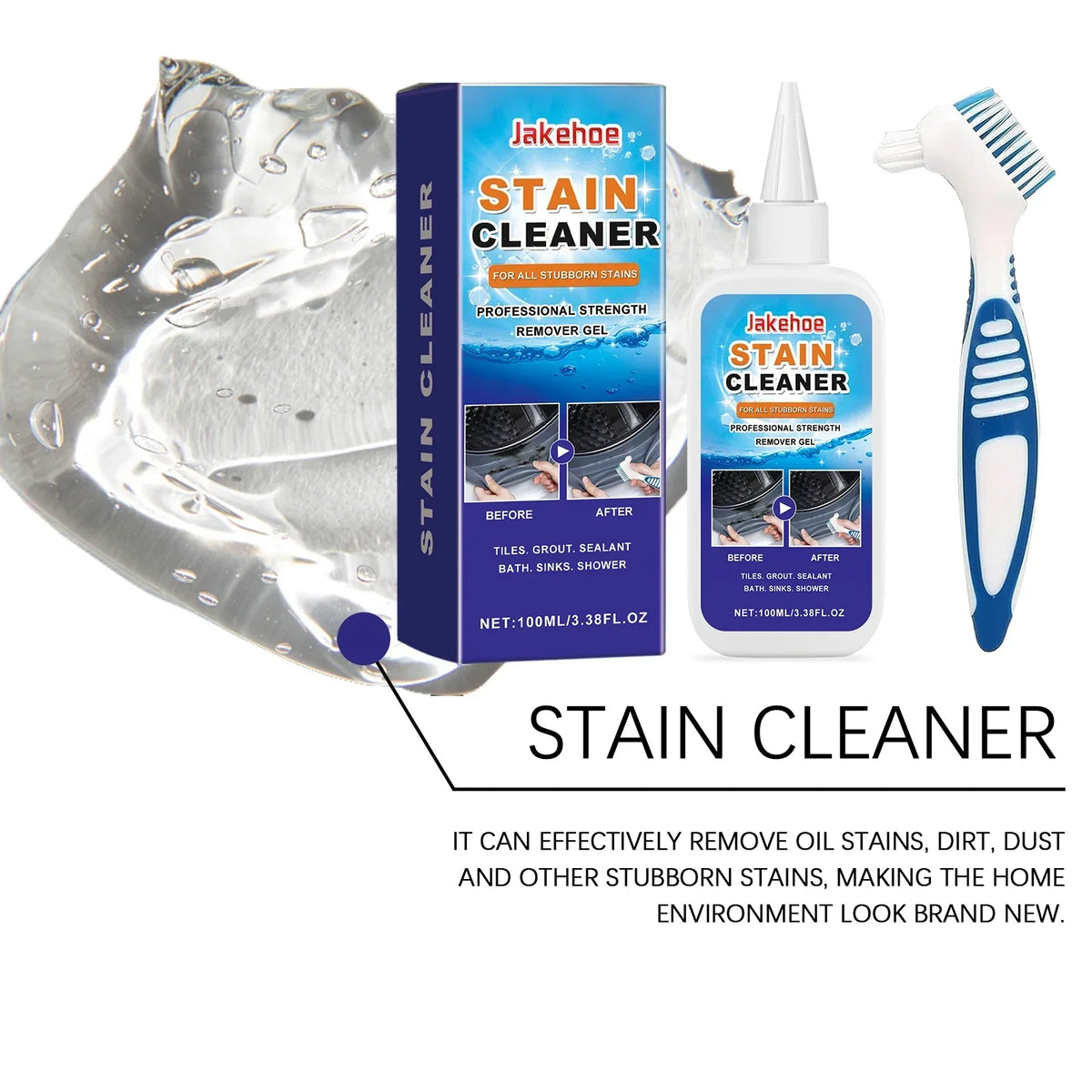 Professional Stain Remover Gel | Deep Cleaning Formula With Brush