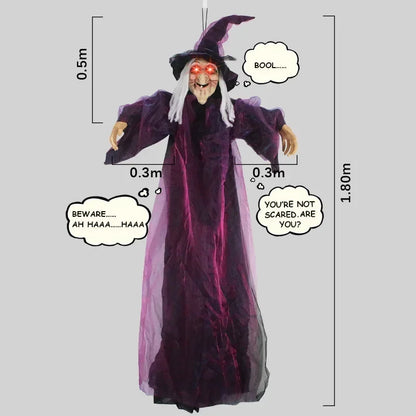 71 Inch Talking Witch Halloween Prop with Glowing Red Eyes
