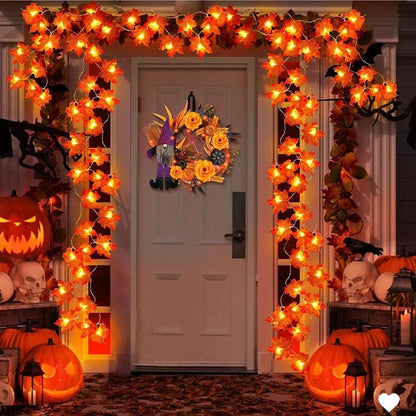 Maple Leaf LED String Lights, Fall Halloween Thanksgiving Garland