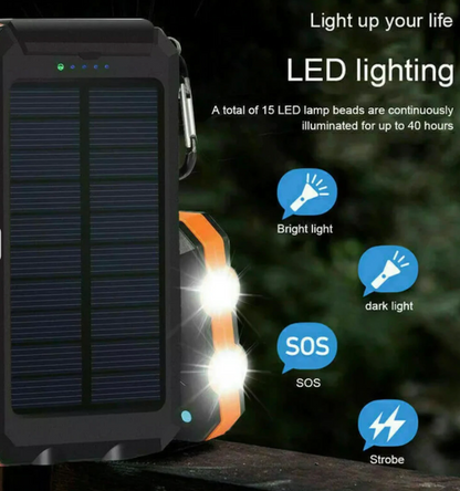 Annie’s Fashion Solar Power Bank – 500000mAh Portable Waterproof Outdoor Charger with Dual USB & LED Light