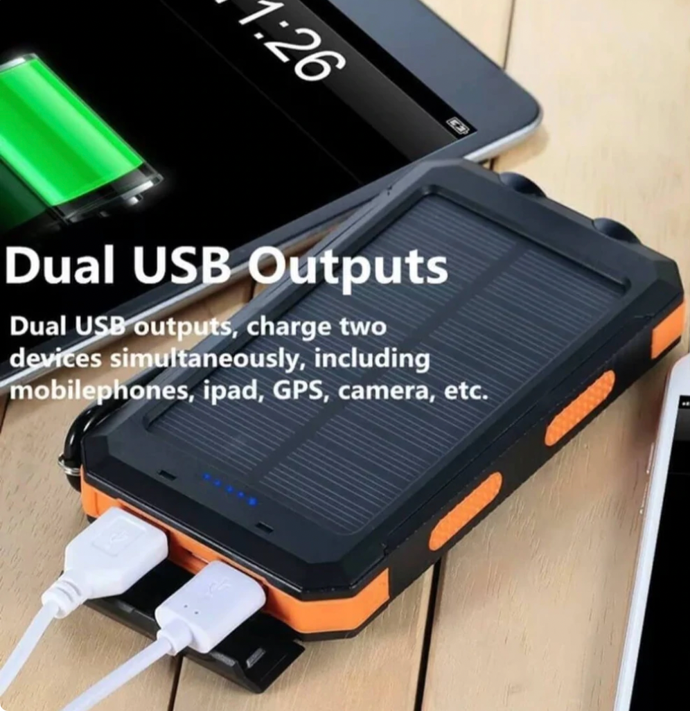 Annie’s Fashion Solar Power Bank – 500000mAh Portable Waterproof Outdoor Charger with Dual USB & LED Light