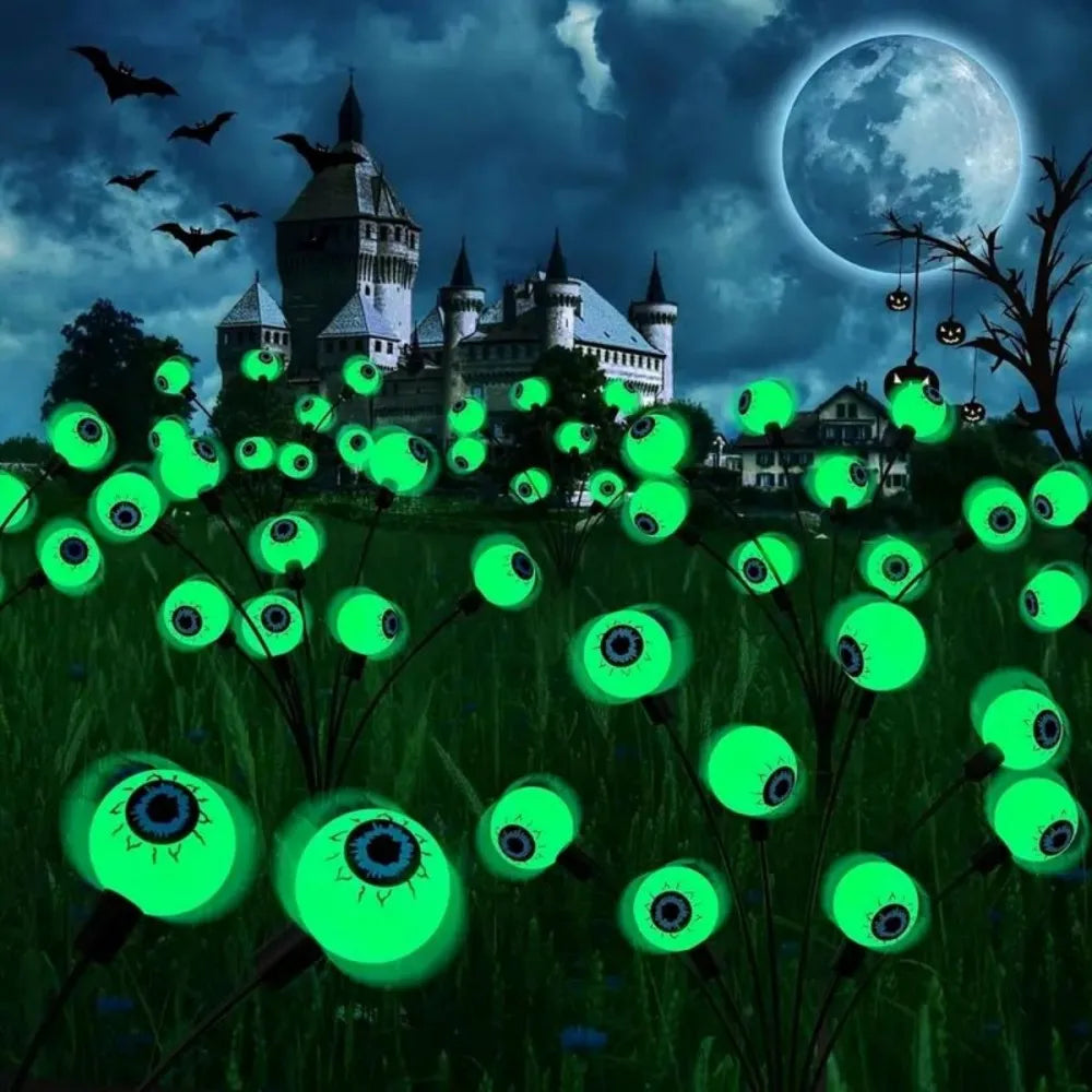 Halloween Solar Eyeball Stake Lights, 6 LED Spooky Ghost Eyes