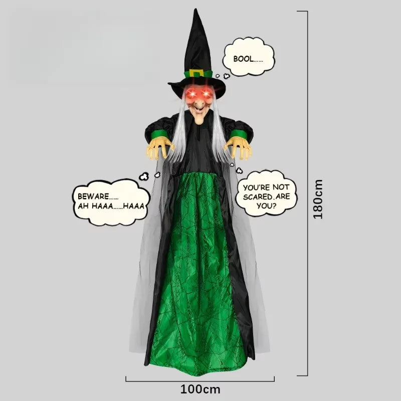 71 Inch Talking Witch Halloween Prop with Glowing Red Eyes