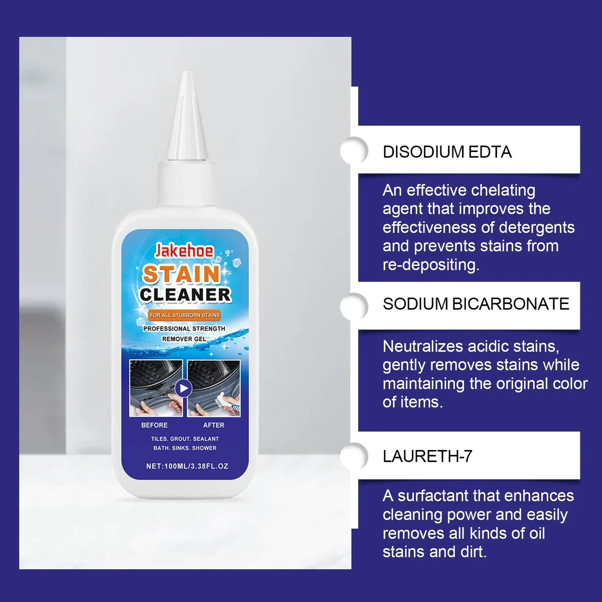 Professional Stain Remover Gel | Deep Cleaning Formula With Brush