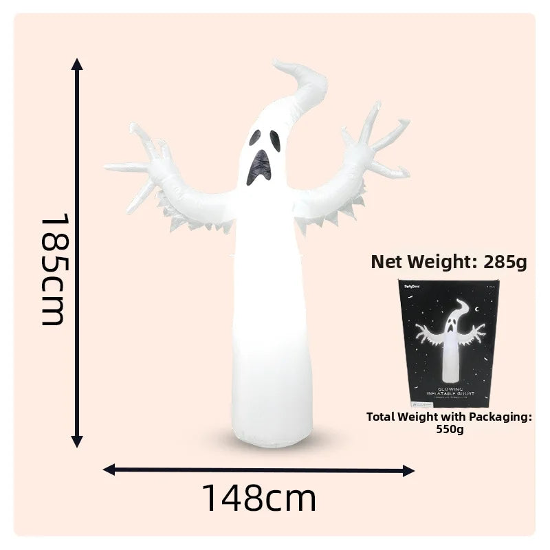 Large Inflatable Standing Ghost Halloween Yard Decoration, White