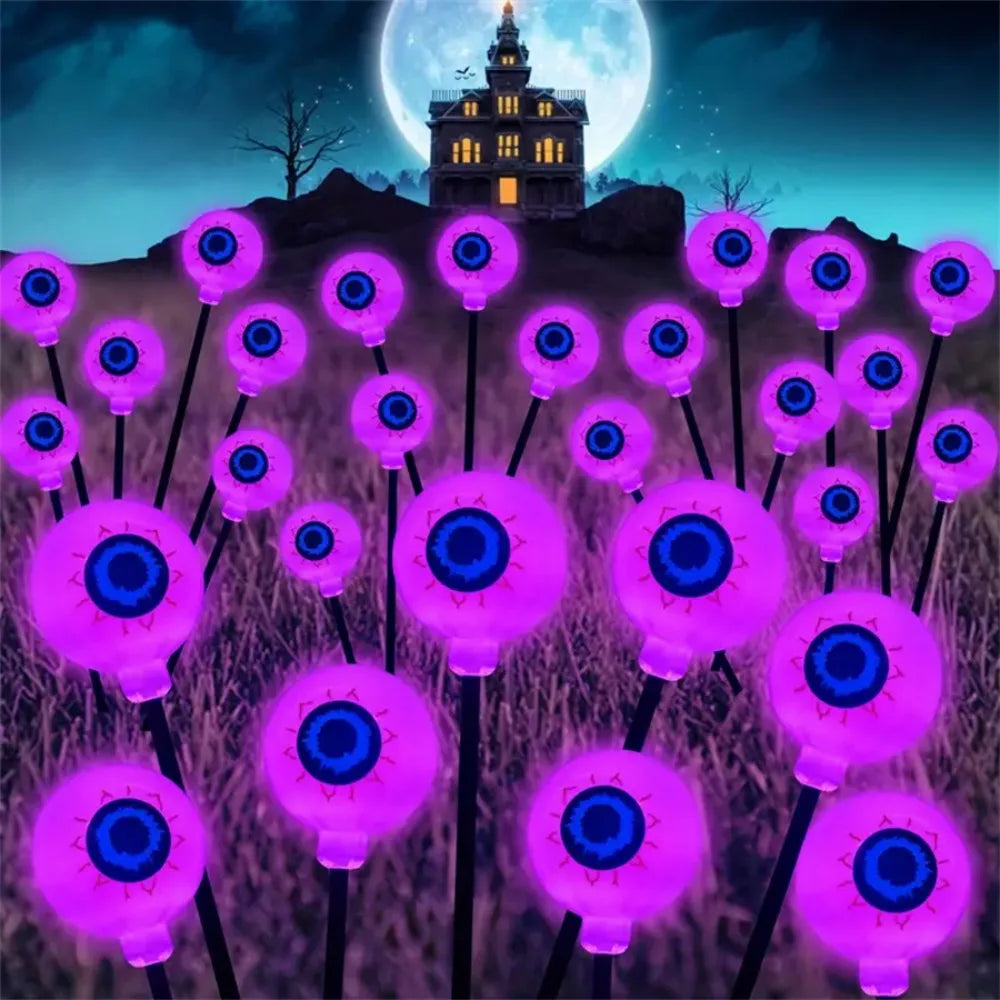 Halloween Solar Eyeball Stake Lights, 6 LED Spooky Ghost Eyes