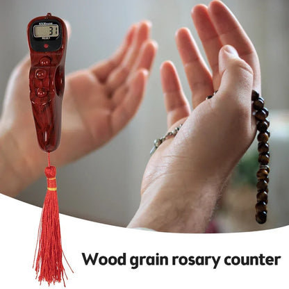 Digital Prayer Counter | Wood Grain Design with Tassel
