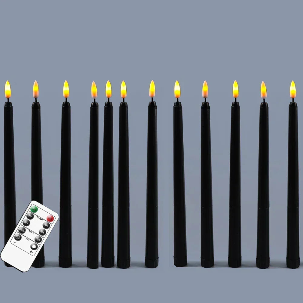 LED Taper Candles | Remote Control Black Set With Timer