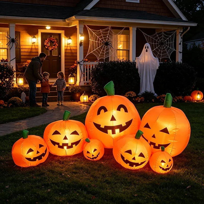 7.5 ft Halloween Inflatable Pumpkin Stack with 7 Pumpkins and LEDs
