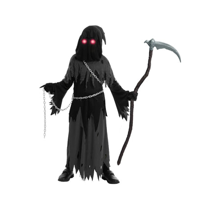 Annies-fashion – Spooky Costume Collection | Grim Reaper Hooded Robe Set with Glowing Eyes | Perfect for Halloween Fun