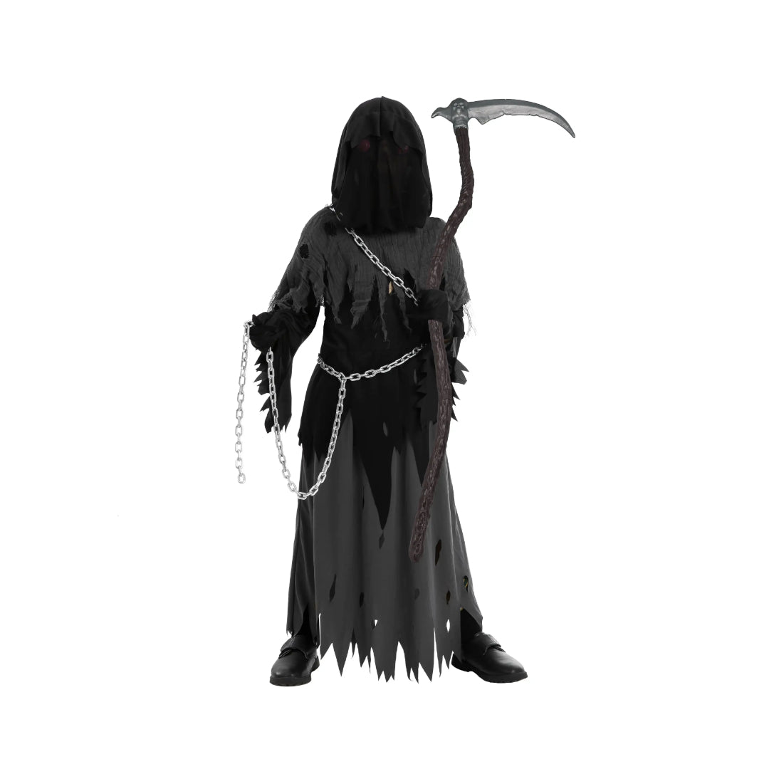 Annies-fashion – Spooky Costume Collection | Grim Reaper Hooded Robe Set with Glowing Eyes | Perfect for Halloween Fun