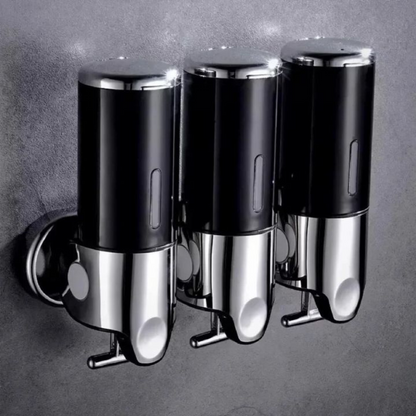 3-Chamber Soap and Shampoo Dispenser for Wall Mounting