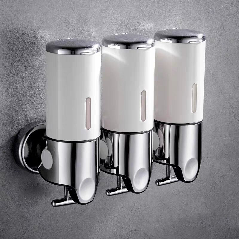 3-Chamber Soap and Shampoo Dispenser for Wall Mounting
