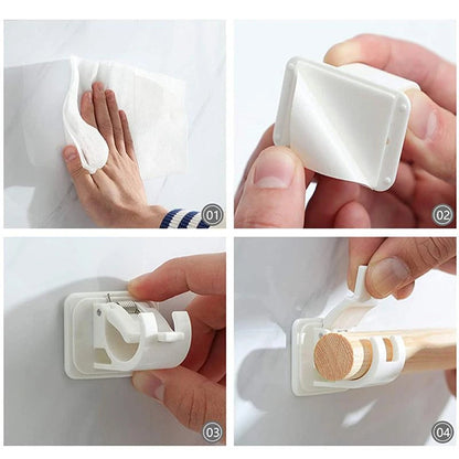 Adjustable Self-Adhesive Curtain Rod Holders - 2-Pack