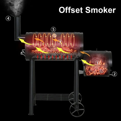 Annie’s Fashion Dual-BBQ Charcoal Grill with Offset Smoker Combo
