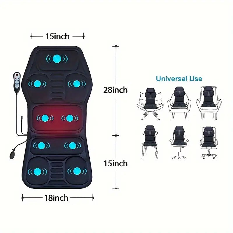 Annie’s Fashion Full Back Massager with Heat – Shiatsu Chair Pad, Deep-Kneading, Adjustable Intensity