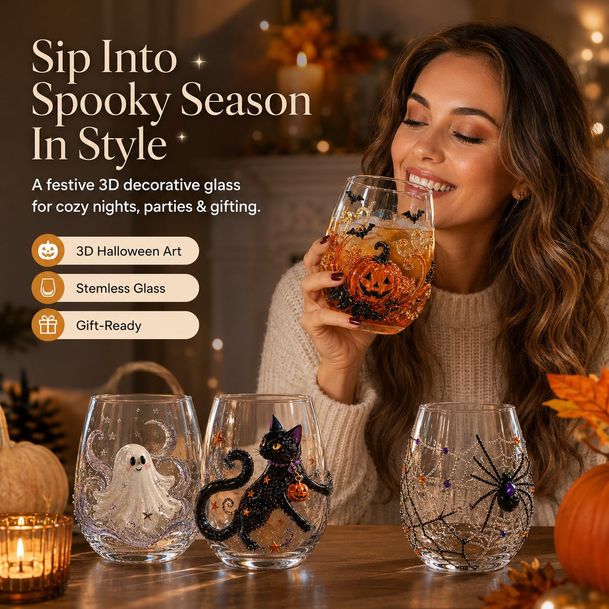 Annies-fashion – Artisan Halloween Drinking Glass