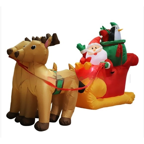 Christmas Yard Decorations Inflatable LED Lights Outdoor Lawn Display with Glowing Figures