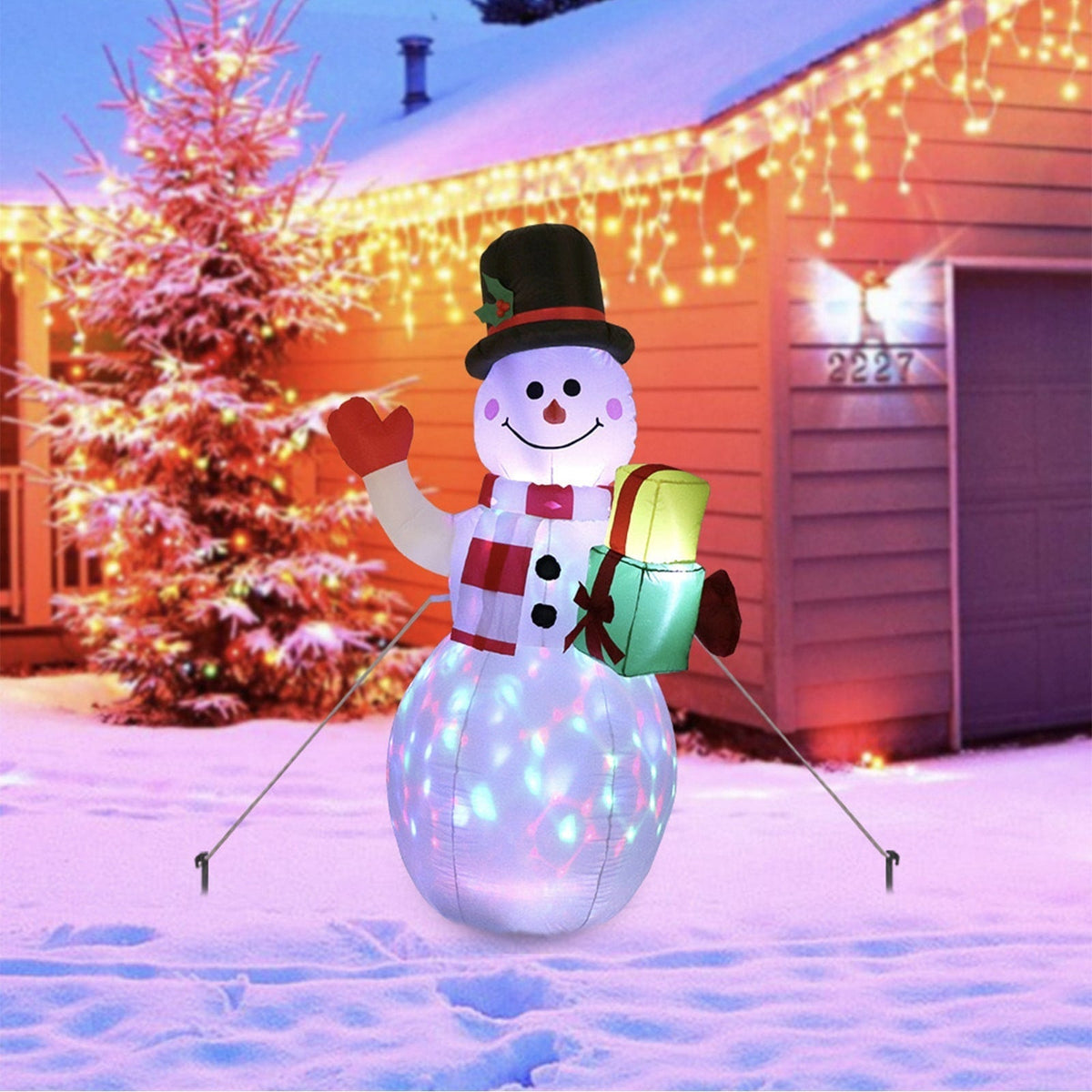 Christmas Yard Decorations Inflatable LED Lights Outdoor Lawn Display with Glowing Figures
