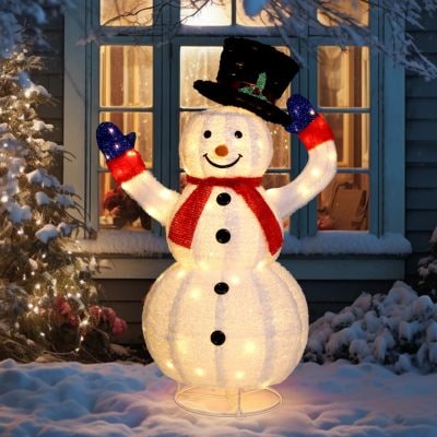 Christmas Yard Decorations Inflatable LED Lights Outdoor Lawn Display with Glowing Figures