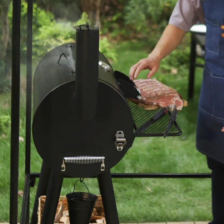 Annie’s Fashion Dual-BBQ Charcoal Grill with Offset Smoker Combo