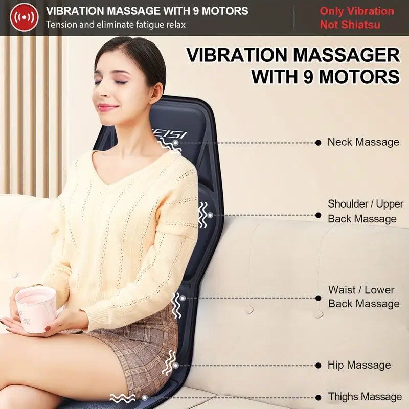 Annie’s Fashion Full Back Massager with Heat – Shiatsu Chair Pad, Deep-Kneading, Adjustable Intensity