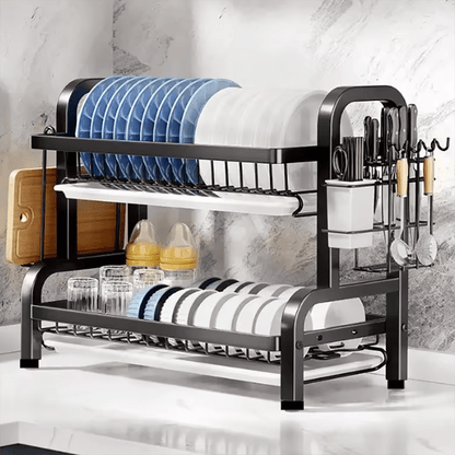 Dish Rack and Matching Drainer Set