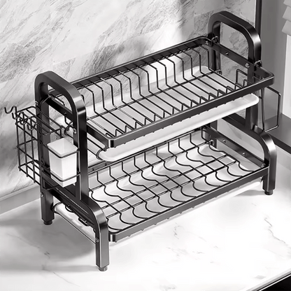 Dish Rack and Matching Drainer Set