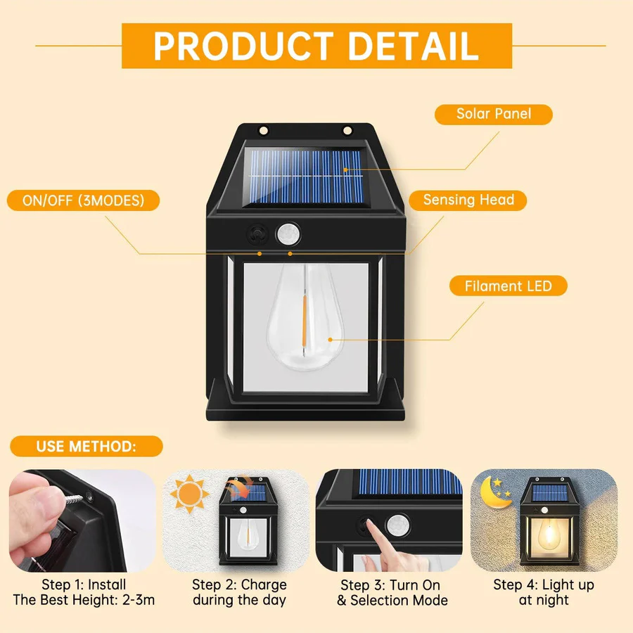 Annie’s Fashion Solar Wall Lamp Outdoor, Set of 2