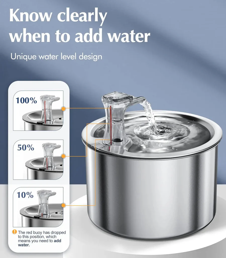 Annie’s Fashion Stainless Steel Cat Water Fountain with Filter and Sensor