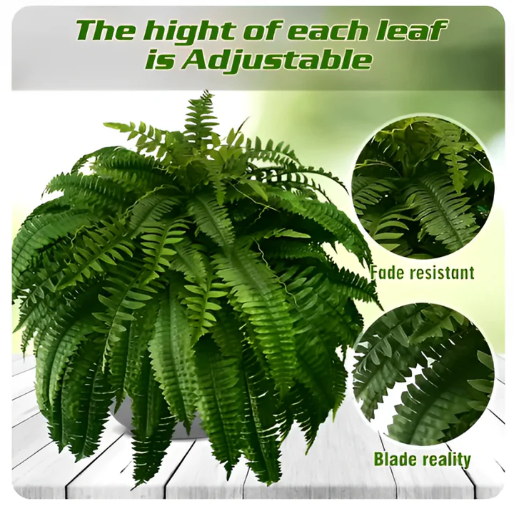 Annie’s Fashion UV Resistant Artificial Boston Fern – Lifelike Outdoor & Indoor Hanging Plant