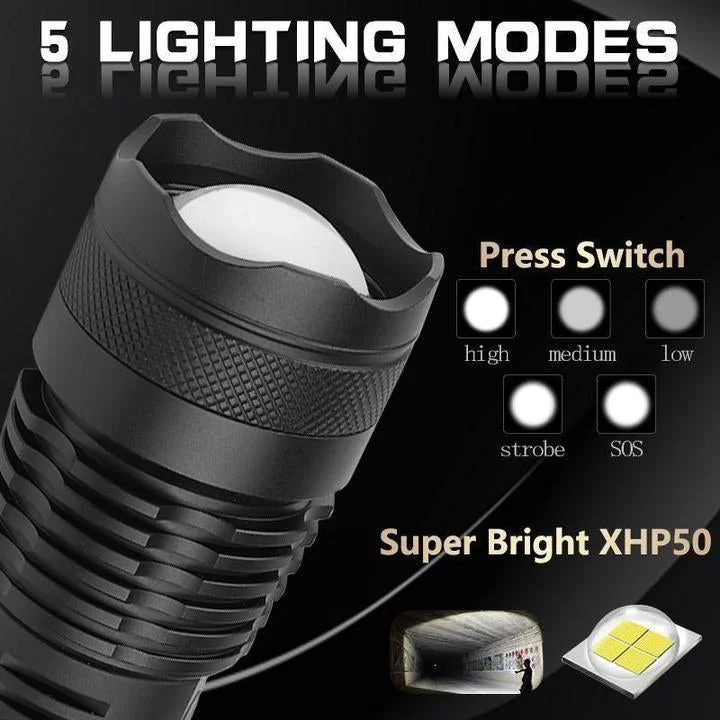 Annie’s Fashion Powerful LED Flashlight – 90,000 Lumens Rechargeable Tactical Torch