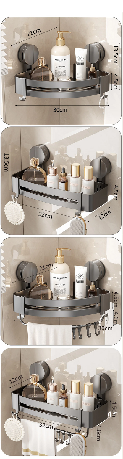 Drill-Free Suction Cup Bathroom Shelf