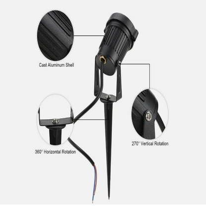 10-Pack of 12V LED Garden Spotlights - 270° Adjustable Head, 500 Lumens