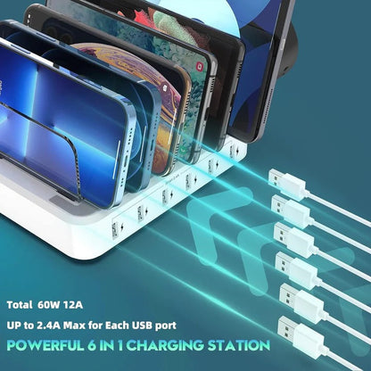 Multiple Device Charging Station Organizer with Fast USB Charging