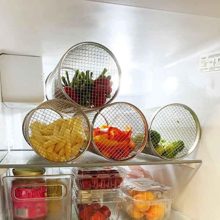 360-Degree Rotating Grill Basket Made of Stainless Steel