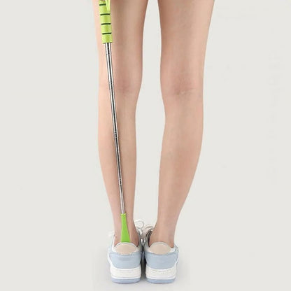Adjustable Length Stainless Steel Shoe Horn with Reinforced Base and Grip