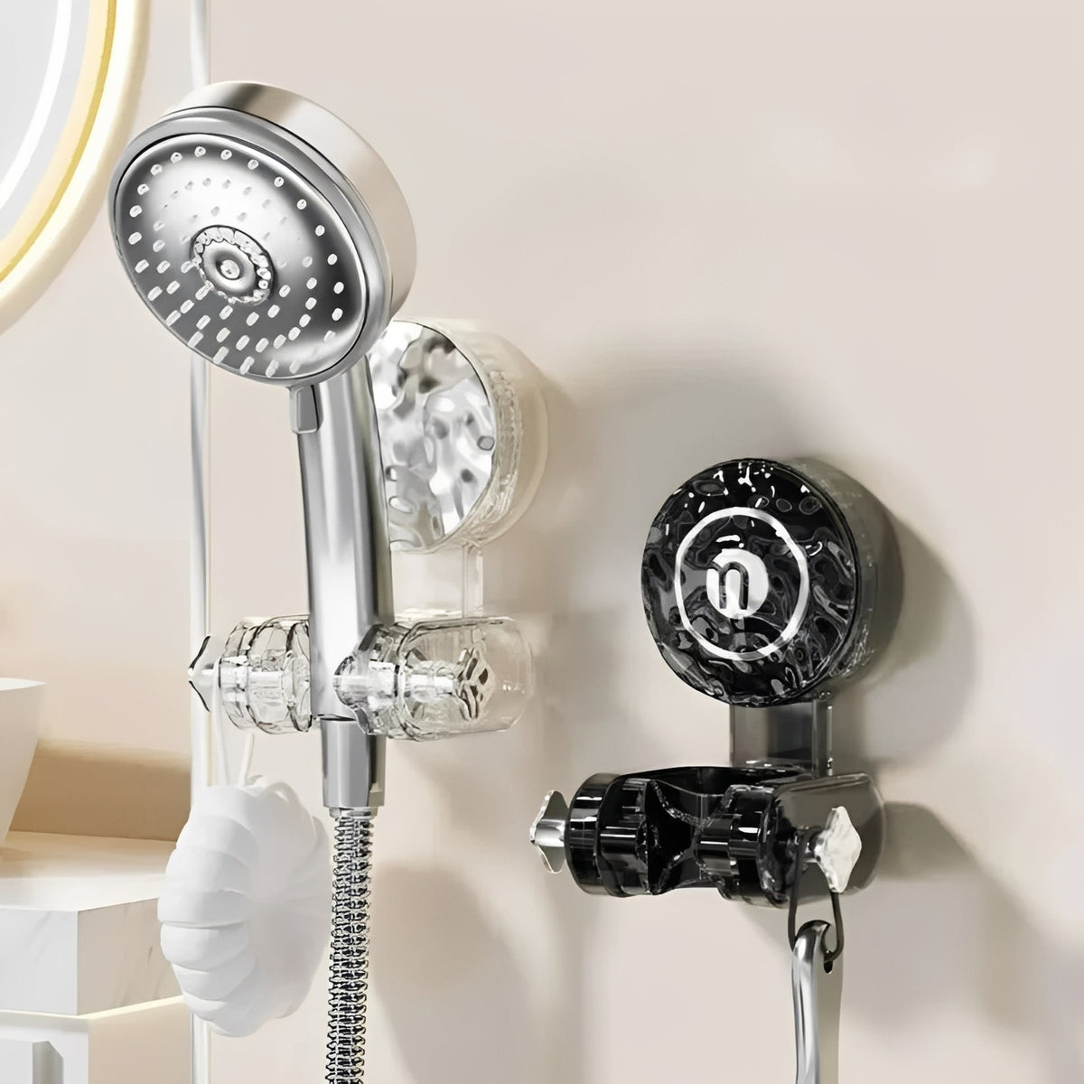 Movable Shower Head Holder with Suction Mount and Adjustable Angle