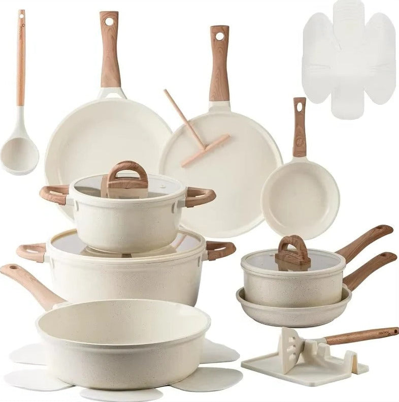 22-Piece Cookware Set with Ceramic Coating and Lids in Granite Finish