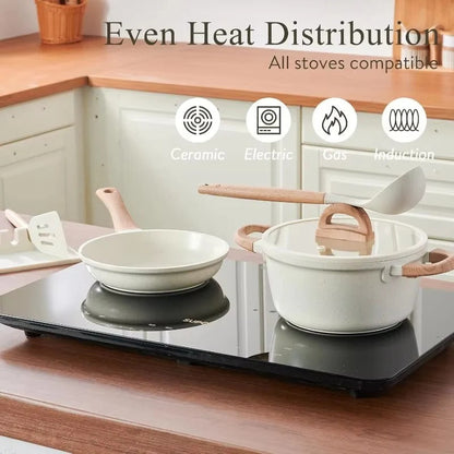 22-Piece Cookware Set with Ceramic Coating and Lids in Granite Finish