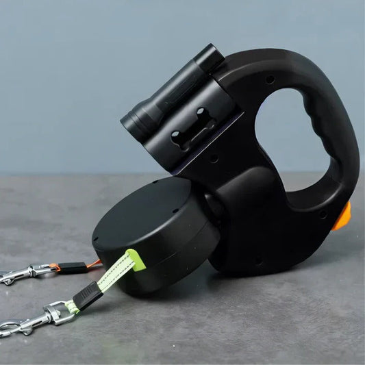Annie’s Fashion Dual Dog Leash with LED Light – 360° Tangle-Free Swivel & Shock Absorbing Bungee
