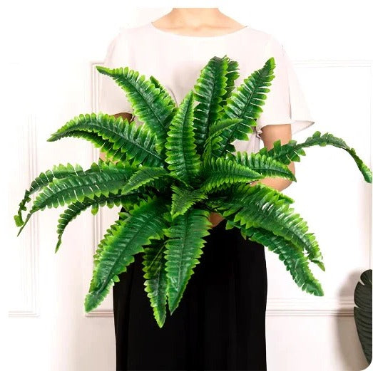 Annie’s Fashion UV Resistant Artificial Boston Fern – Lifelike Outdoor & Indoor Hanging Plant