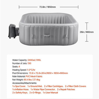 Annie’s Fashion Portable 6 Person Inflatable Hot Tub Spa