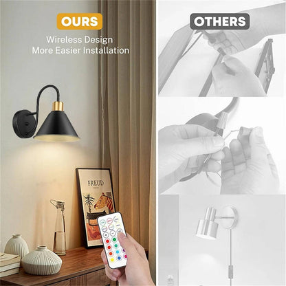 Annie’s Fashion 2PKS Battery Operated Wall Sconces with Remote Dimmable Wireless LED Wall Lamp