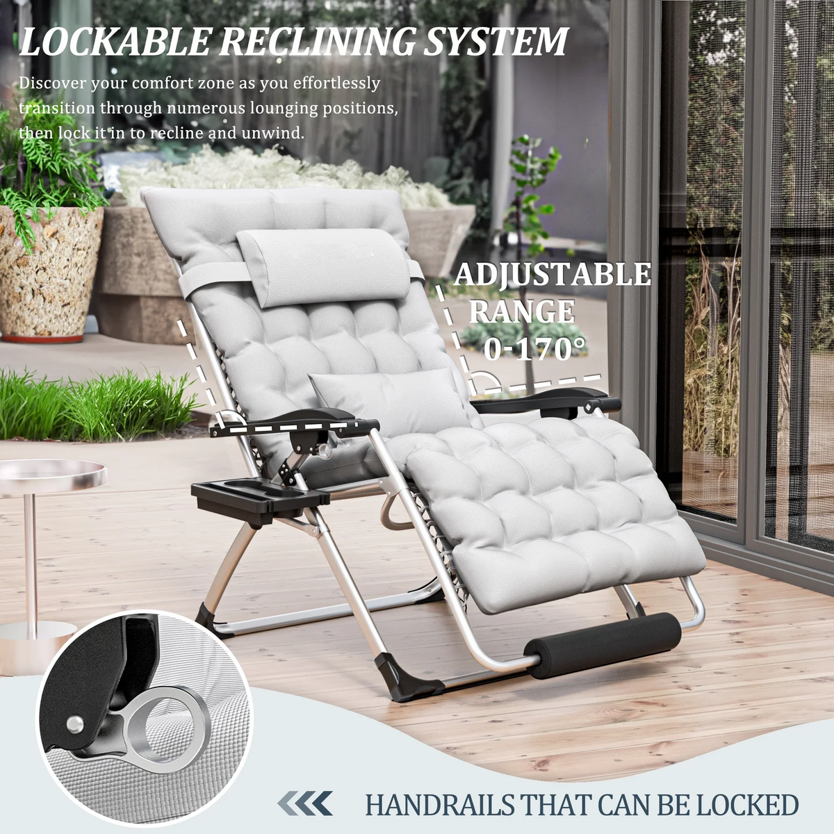 Annie’s Fashion Outdoor Lounge Chair for Back Pain – Reclining Folding Chair, 500LB Support