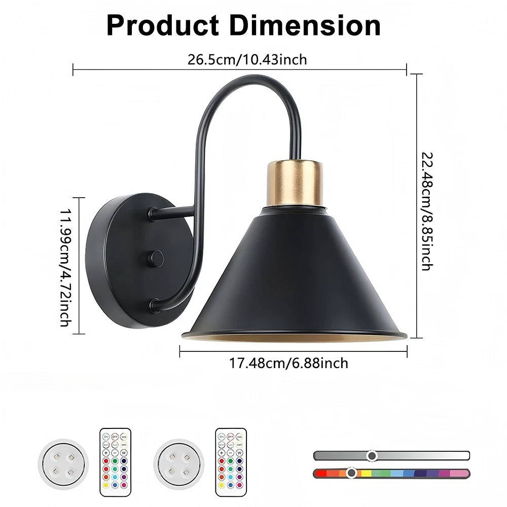 Annie’s Fashion 2PKS Battery Operated Wall Sconces with Remote Dimmable Wireless LED Wall Lamp