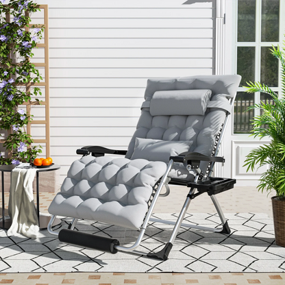 Annie’s Fashion Reclining Outdoor Chair for Seniors – Adjustable Folding Lounger, Holds 500 LB