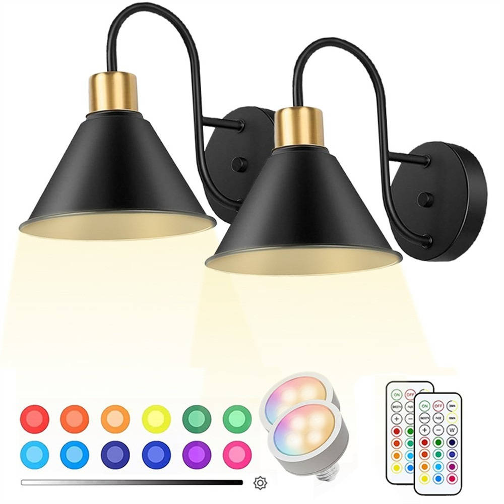 Annie’s Fashion 2PKS Battery Operated Wall Sconces with Remote Dimmable Wireless LED Wall Lamp