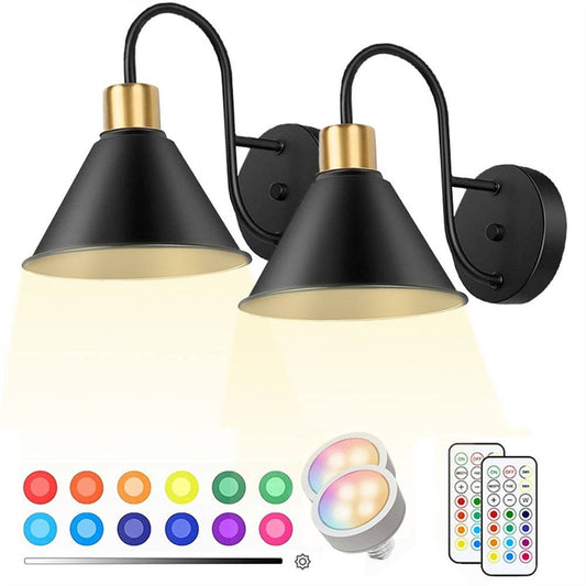 Annie’s Fashion 2PKS Battery Operated Wall Sconces with Remote Dimmable Wireless LED Wall Lamp